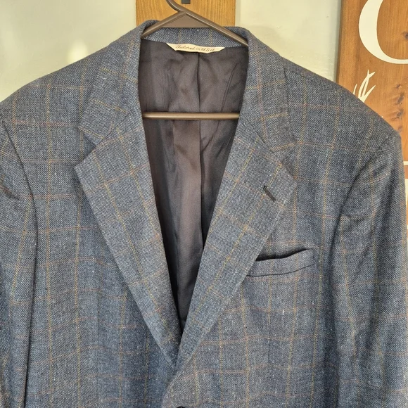 Stafford Blue Checkered Blazer - Picture 2 of 7